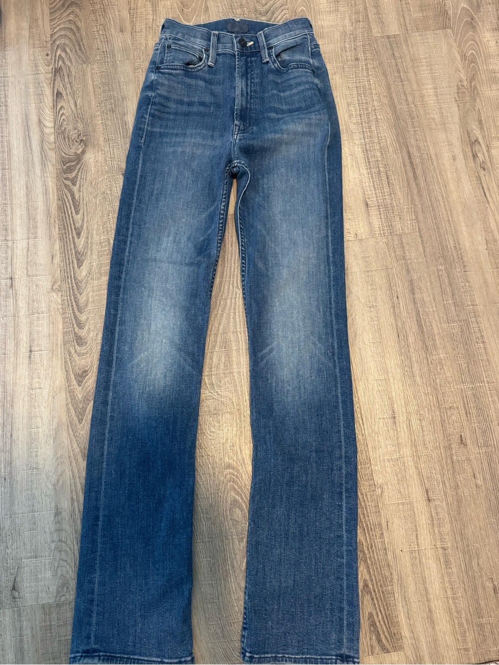 MOTHER Straight Leg Jeans — Medium Blue Wash